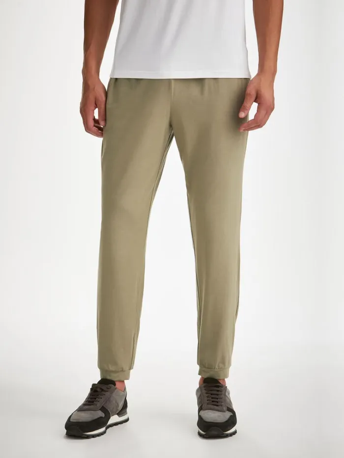 Casual Pants Men Derek Rose Track Pants Basel Micro Modal Stretch Khaki