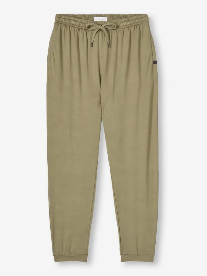 Casual Pants Men Derek Rose Track Pants Basel Micro Modal Stretch Khaki