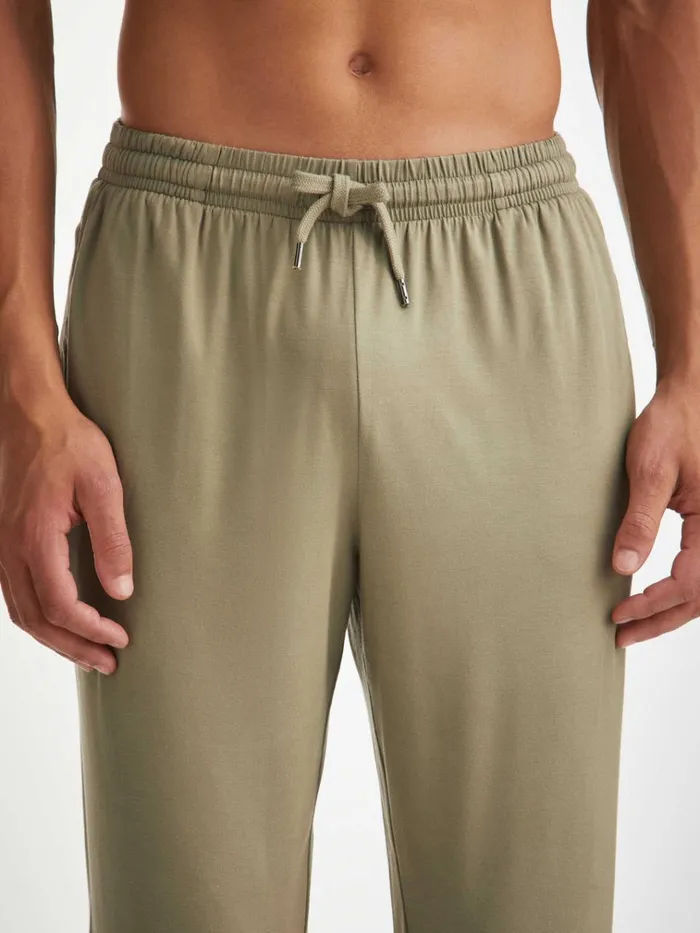 Casual Pants Men Derek Rose Track Pants Basel Micro Modal Stretch Khaki