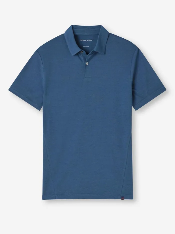 Casual Shirts Men Derek Rose Polo Shirt Ramsay Pique Cotton Tencel Denim
