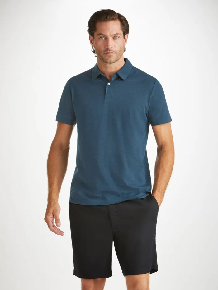 Casual Shirts Men Derek Rose Polo Shirt Ramsay Pique Cotton Tencel Denim