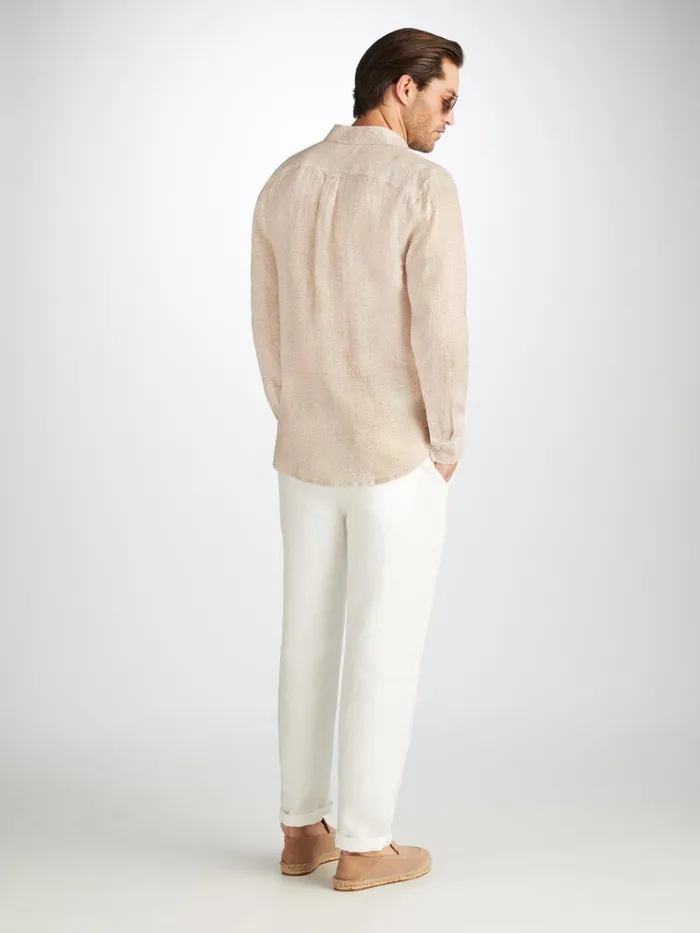 Casual Shirts Men Derek Rose Shirt Milan 24 Linen Sand