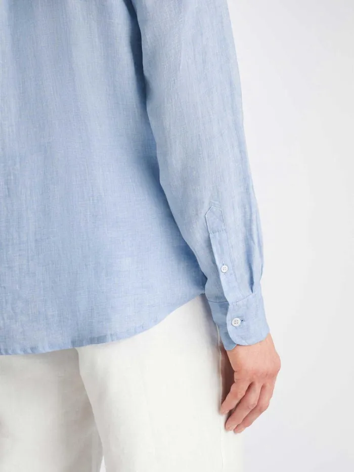 Casual Shirts Men Derek Rose Shirt Monaco Linen Blue