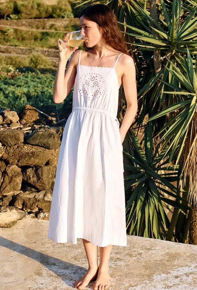Celestine White Cotton Midi Dress Women Ciao Lucia Long Dresses