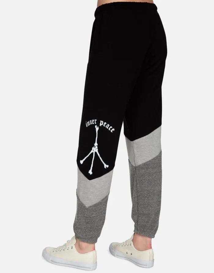 Charlene Inner Peace Sign Black Women Lauren Moshi Long Sweatpants