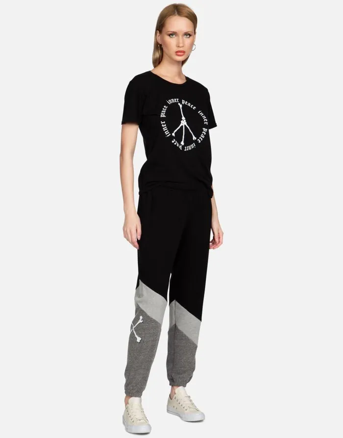 Charlene Inner Peace Sign Black Women Lauren Moshi Long Sweatpants
