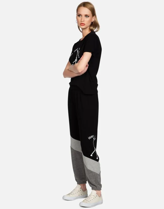 Charlene Inner Peace Sign Black Women Lauren Moshi Long Sweatpants