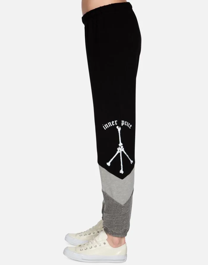 Charlene Inner Peace Sign Black Women Lauren Moshi Long Sweatpants