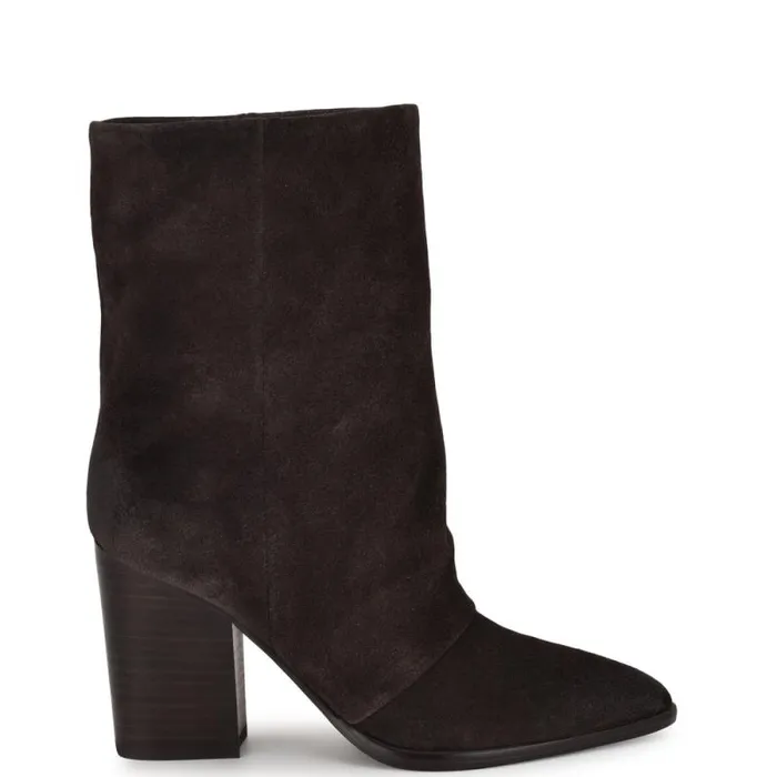 Chaye Slouch Booties Dark Brown Suede Women Nine West Boots and Booties