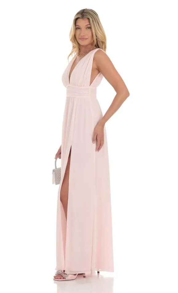 Chiffon Plunge Maxi Dress Pink Women LUCY IN THE SKY Maxi Dresses Chiffon Plunge Maxi Dress Pink Women LUCY IN THE SKY Maxi Dresses