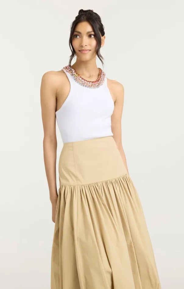 Cinq Sept Chunky Rhinestone Necklace Lizzie Top Whitemulti Women Tank Tops and Camisoles