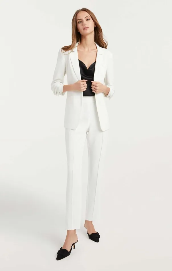 Cinq Sept Crepe Khloe Blazer Ivory Women Blazers