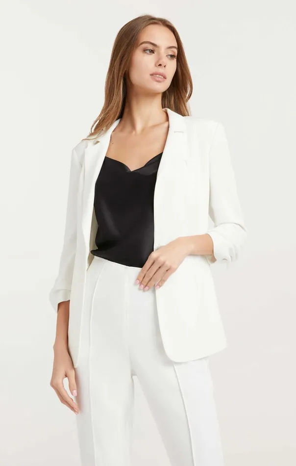Cinq Sept Crepe Khloe Blazer Ivory Women Blazers