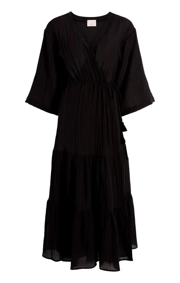 Cinq Sept Crinkle Tencel Torey Dress Black Women Coverups