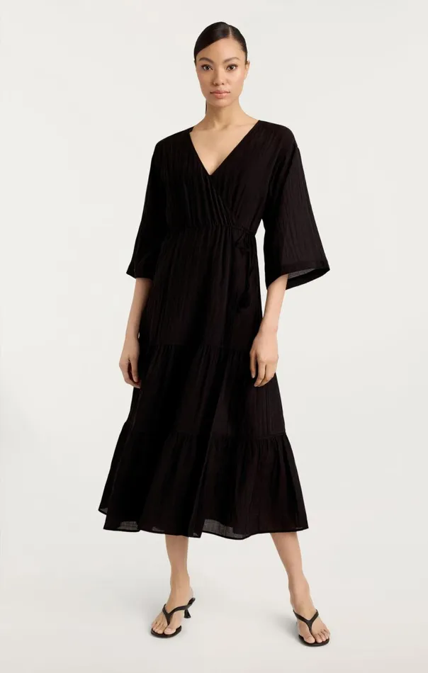 Cinq Sept Crinkle Tencel Torey Dress Black Women Coverups