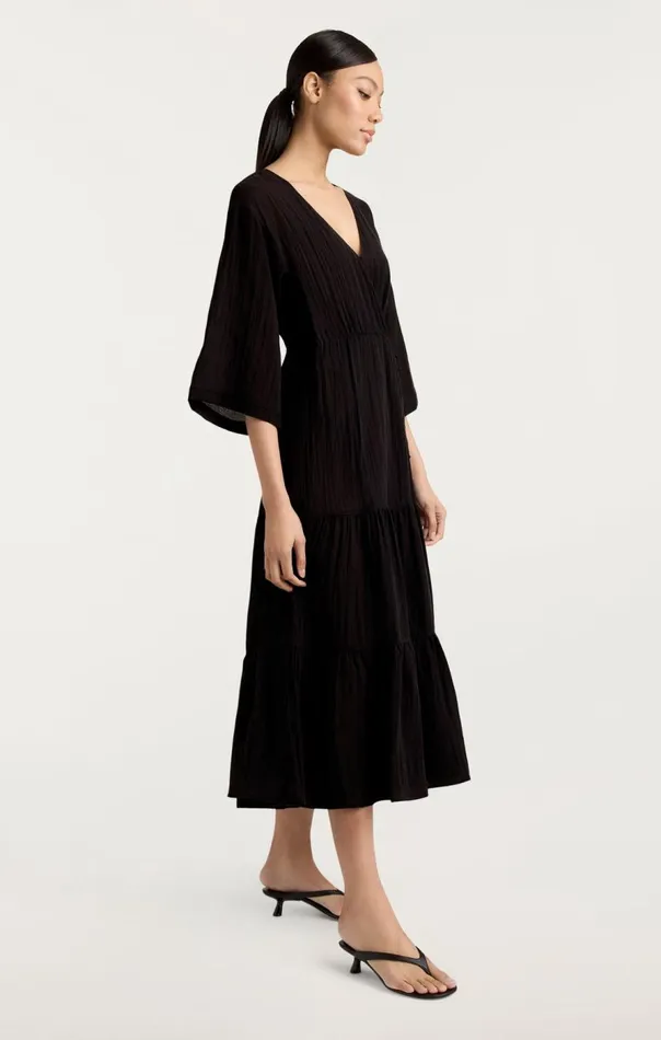 Cinq Sept Crinkle Tencel Torey Dress Black Women Coverups