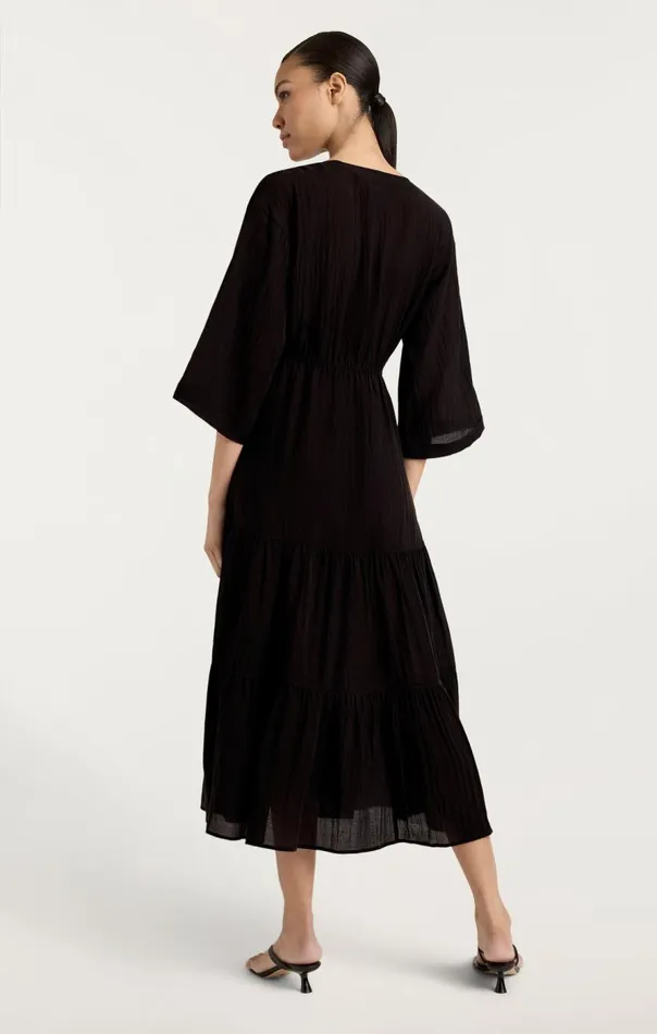 Cinq Sept Crinkle Tencel Torey Dress Black Women Coverups