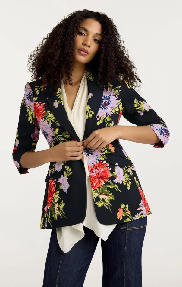 Cinq Sept Dark Chrysanthemum Scrunched Cheyenne Blazer Blackmulti Women Blazers