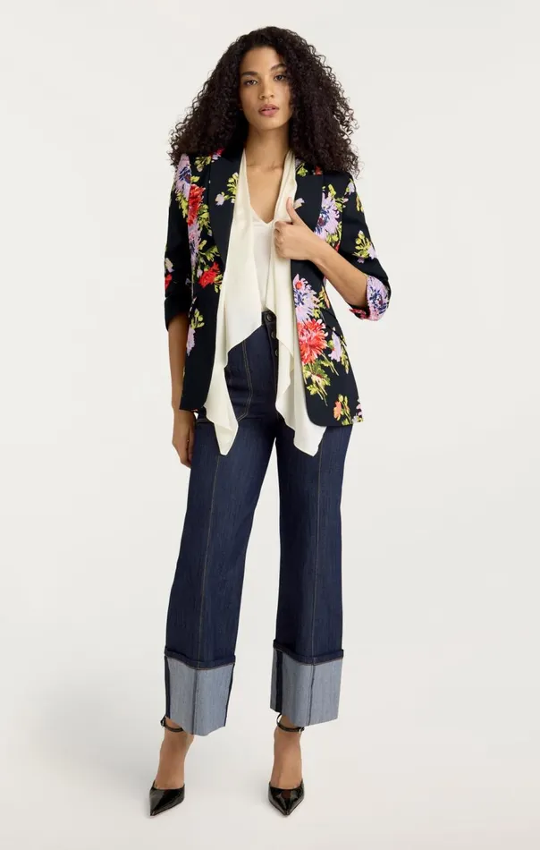 Cinq Sept Dark Chrysanthemum Scrunched Cheyenne Blazer Blackmulti Women Blazers