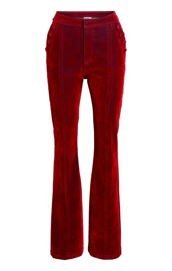 Cinq Sept Flocked Denim Suzette Pant Pomegranate Women Pants