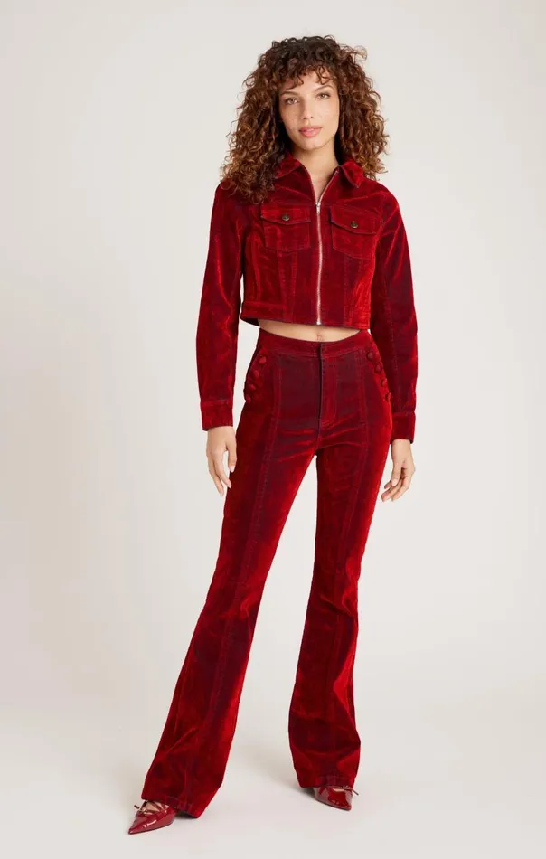 Cinq Sept Flocked Denim Suzette Pant Pomegranate Women Pants