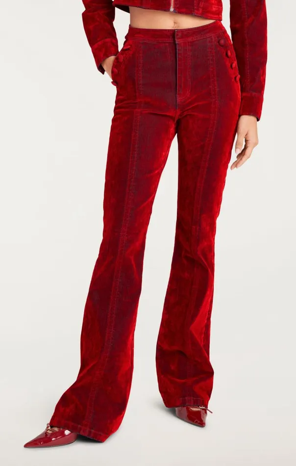 Cinq Sept Flocked Denim Suzette Pant Pomegranate Women Pants