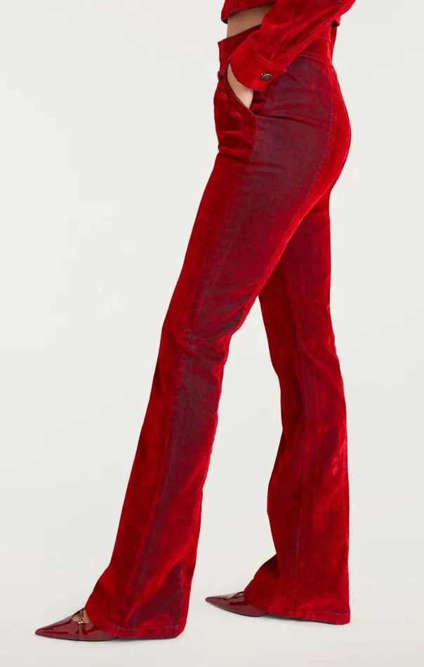 Cinq Sept Flocked Denim Suzette Pant Pomegranate Women Pants