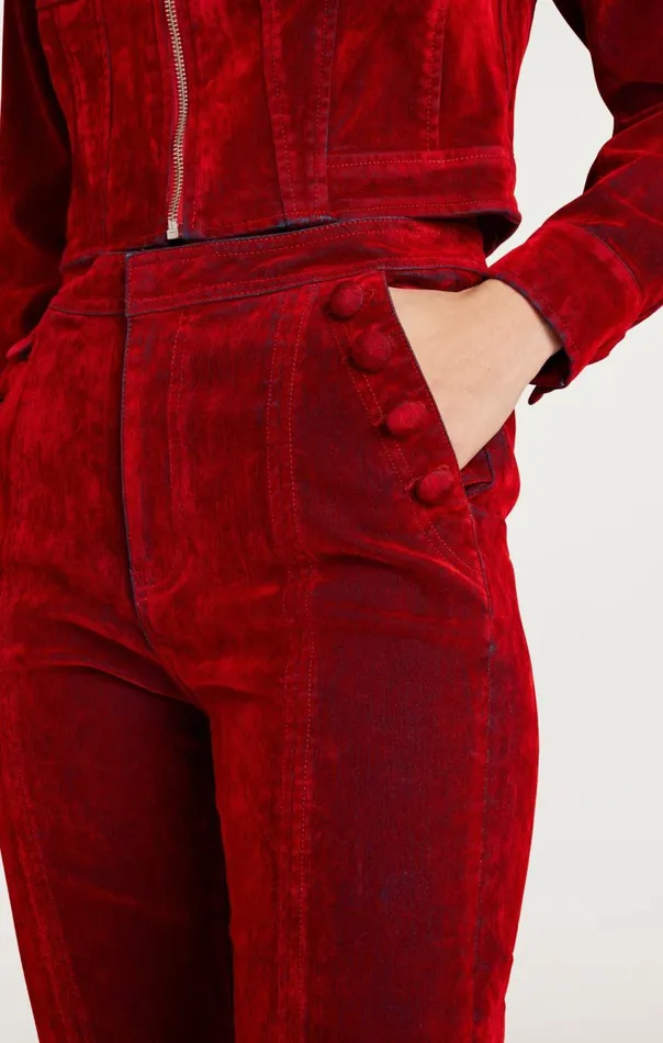 Cinq Sept Flocked Denim Suzette Pant Pomegranate Women Pants