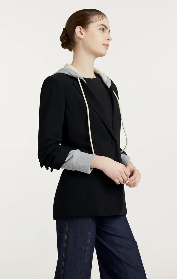 Cinq Sept Hooded Khloe Blazer Blackheathergrey Women Blazers
