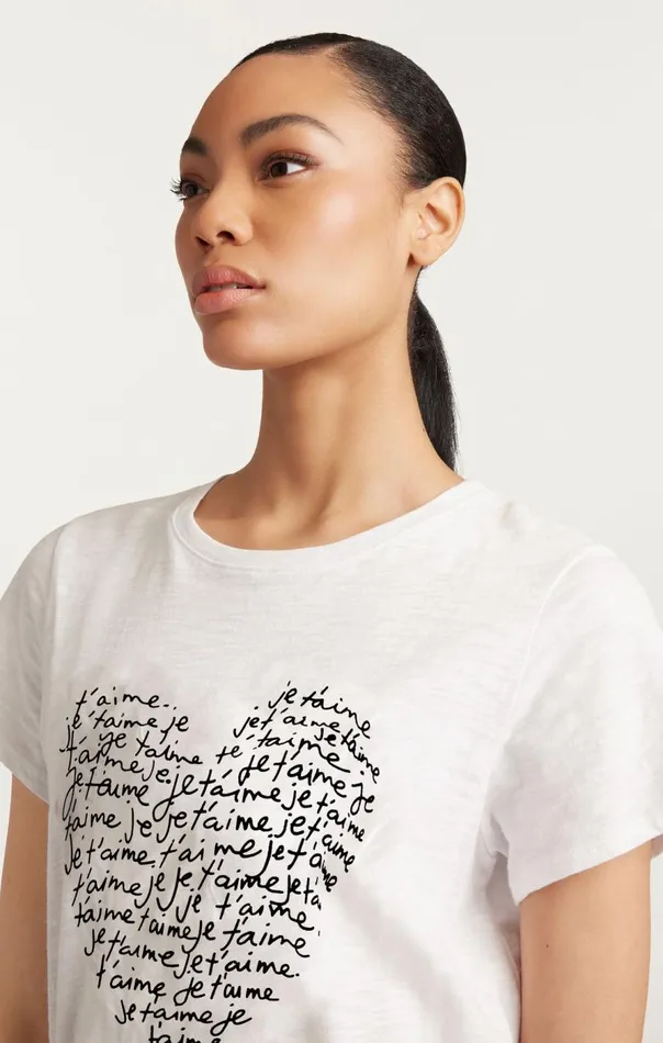 Cinq Sept Je T039aime Heart Tee Whiteblack Women Tees