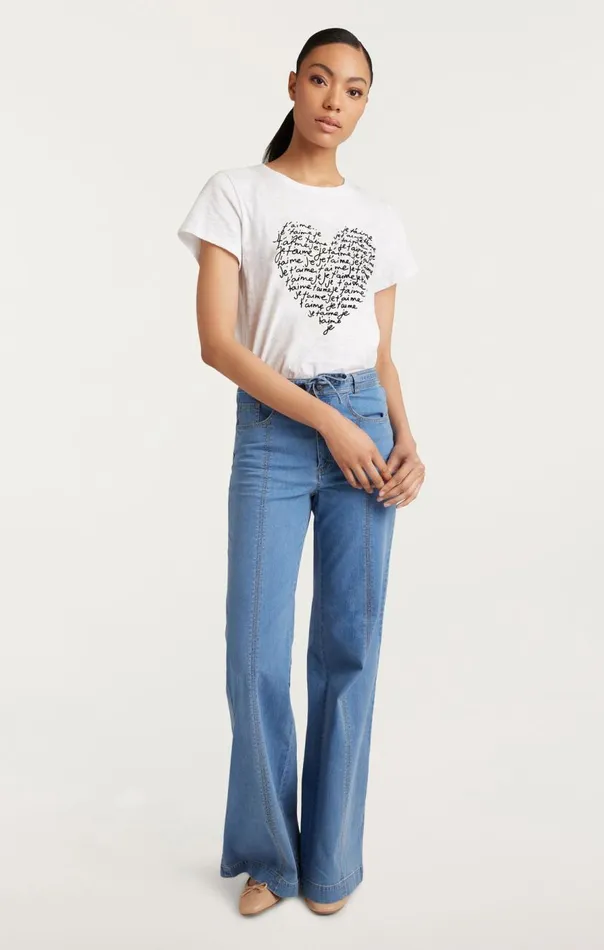 Cinq Sept Je T039aime Heart Tee Whiteblack Women Tees