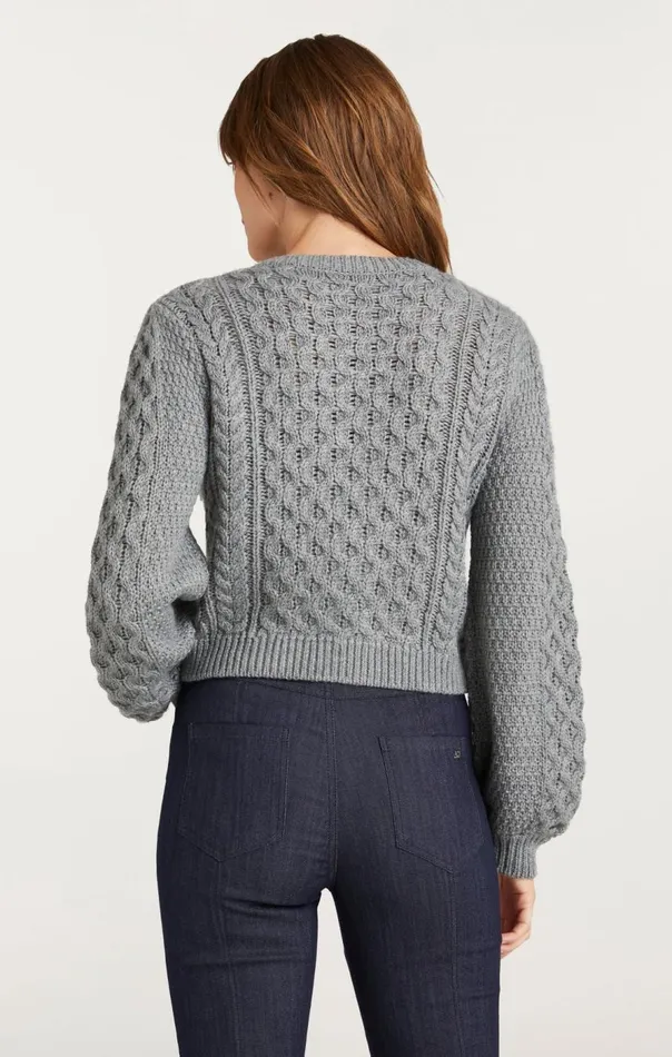 Cinq Sept Joelle Embellished Cable Cardigan Charcoallilacgreen Women Sweaters and Knits