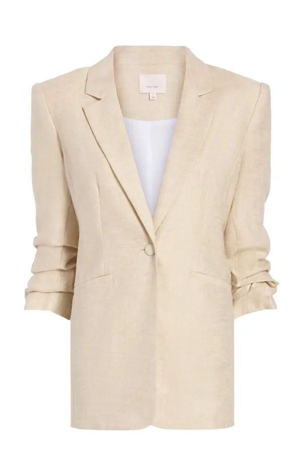 Cinq Sept Linen Kylie Blazer Khaki Women Blazers
