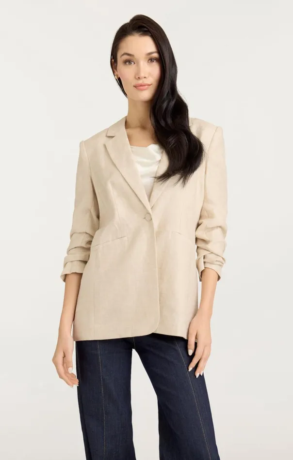 Cinq Sept Linen Kylie Blazer Khaki Women Blazers