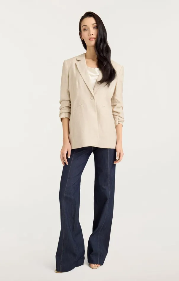 Cinq Sept Linen Kylie Blazer Khaki Women Blazers