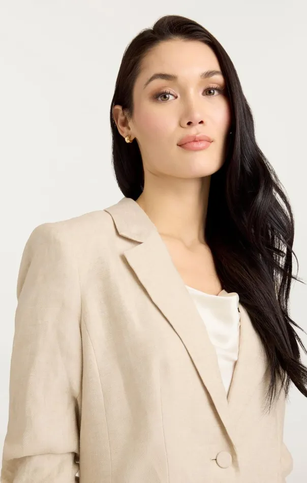 Cinq Sept Linen Kylie Blazer Khaki Women Blazers