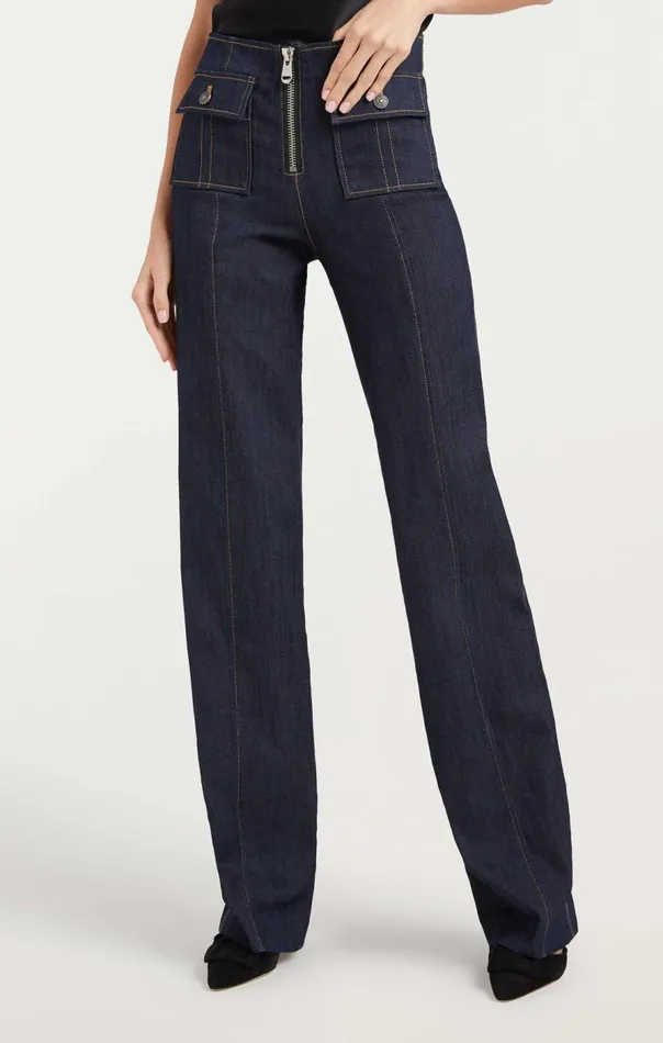 Cinq Sept Long Azure Pant Indigo Women Pants