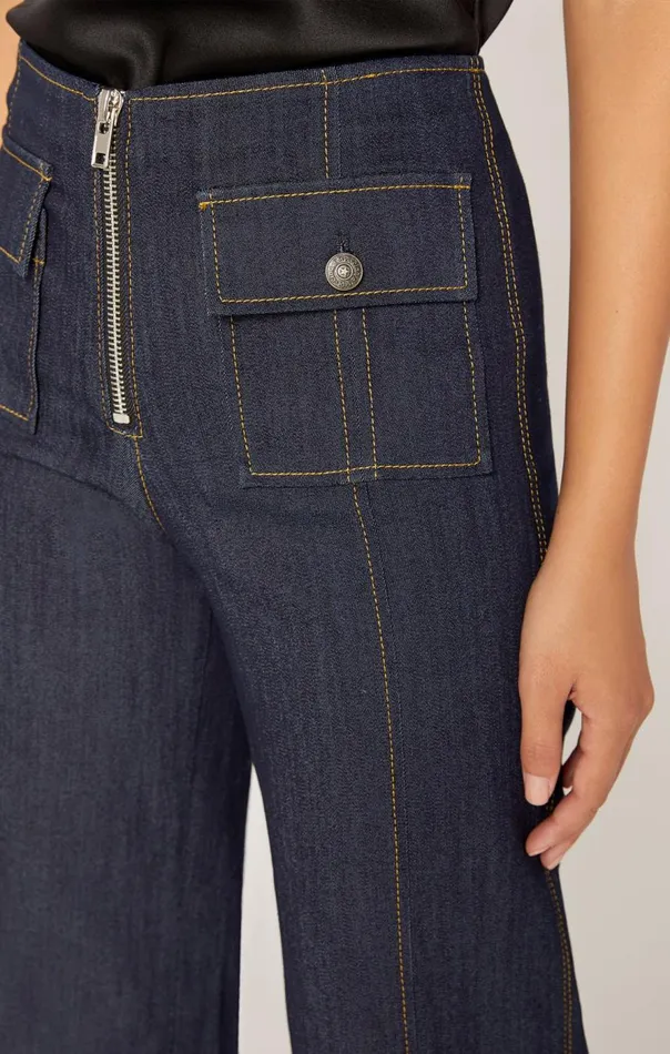 Cinq Sept Long Azure Pant Indigo Women Pants