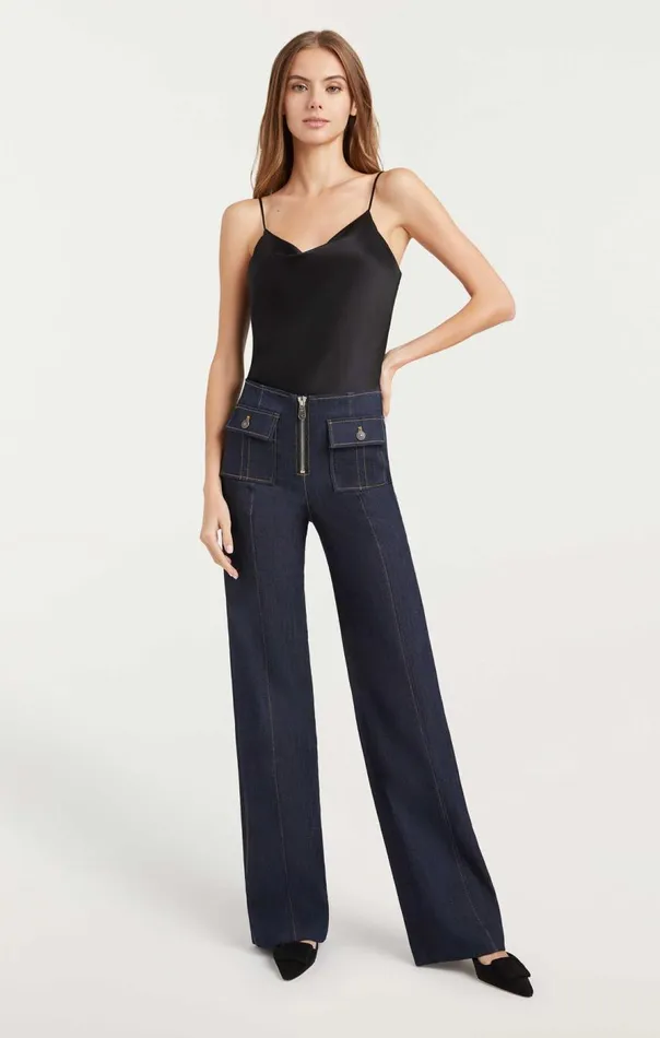 Cinq Sept Long Azure Pant Indigo Women Pants
