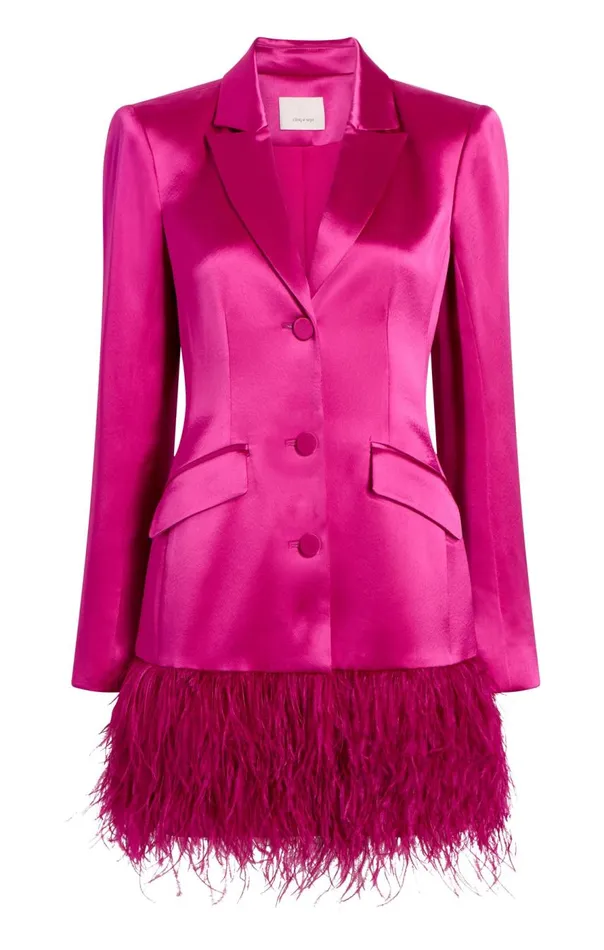 Cinq Sept Long Sleeeve Feather Joel Dress Plumradish Women Mini