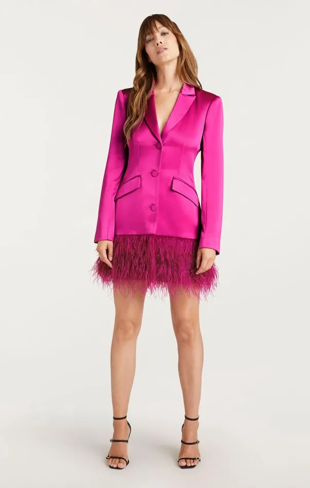 Cinq Sept Long Sleeeve Feather Joel Dress Plumradish Women Mini