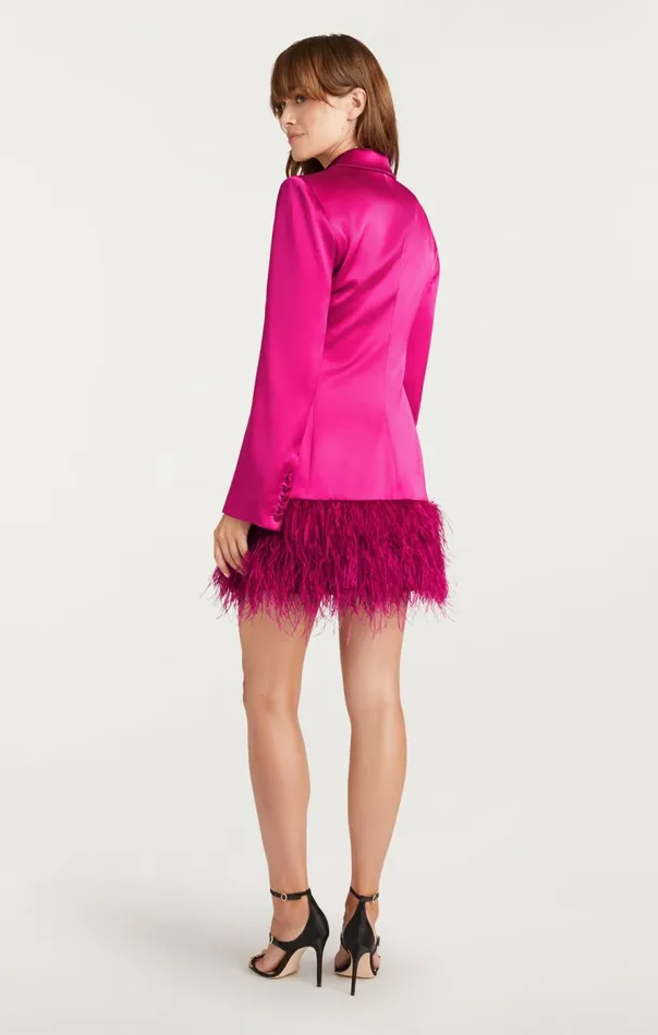 Cinq Sept Long Sleeeve Feather Joel Dress Plumradish Women Mini