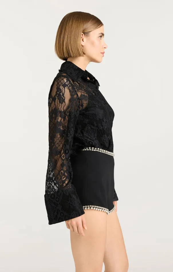 Cinq Sept Missy Top Black Women Long Sleeve Tops