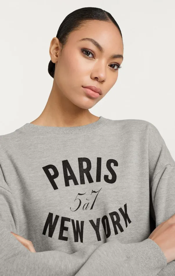 Cinq Sept Paris New York Brandy Pullover Heathergreyblack Women Long Sleeve Tops