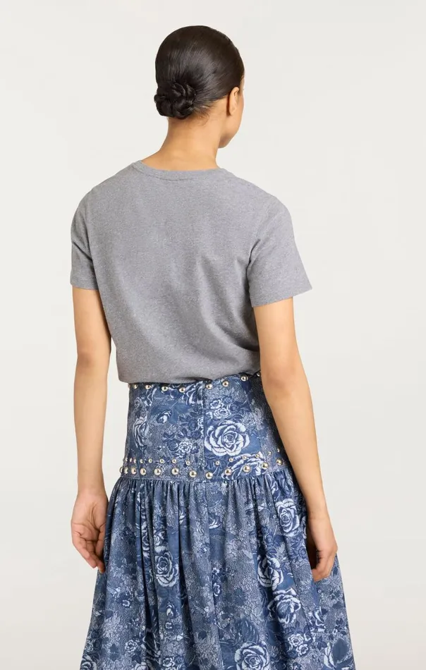 Cinq Sept Patched Denim Paris Tee Heathergrey Women Tees