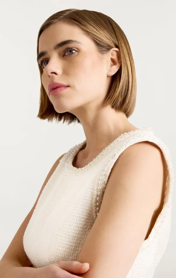 Cinq Sept Pearl Sleeveless Nova Dress Ivory Women Mini
