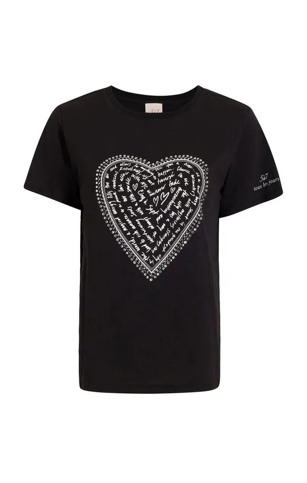 Cinq Sept Rhinestone Love Letter Heart Tee Blackwhite Women Tees