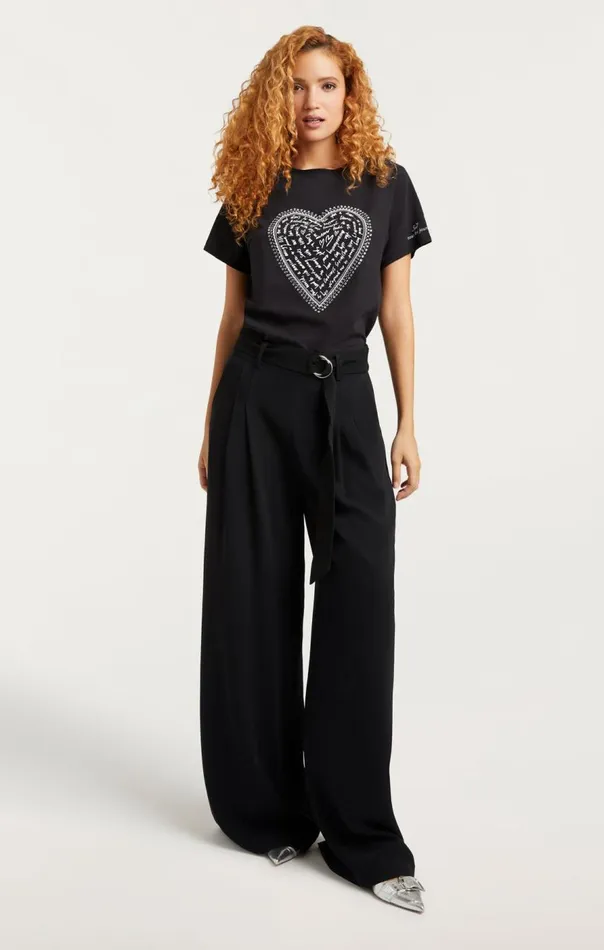 Cinq Sept Rhinestone Love Letter Heart Tee Blackwhite Women Tees