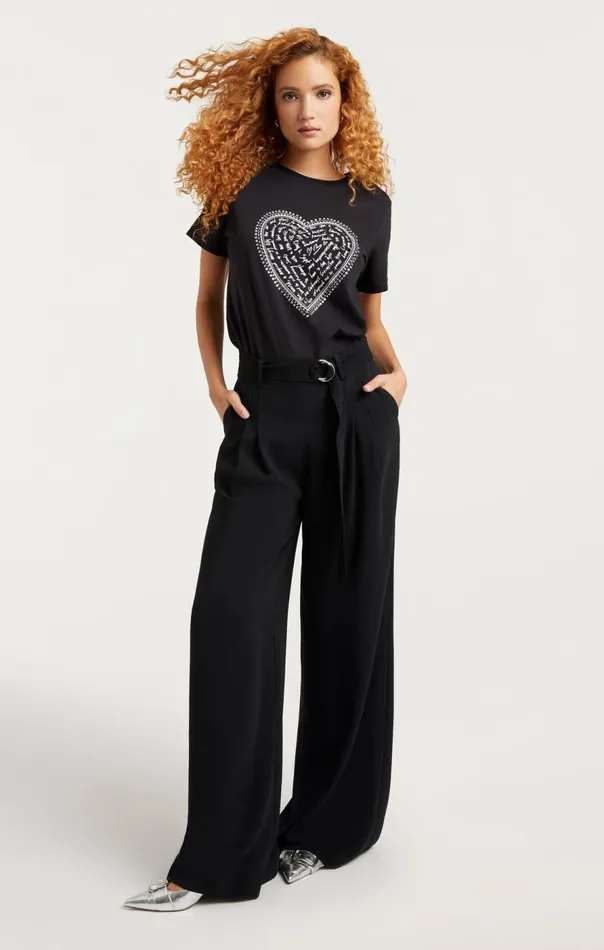 Cinq Sept Rhinestone Love Letter Heart Tee Blackwhite Women Tees