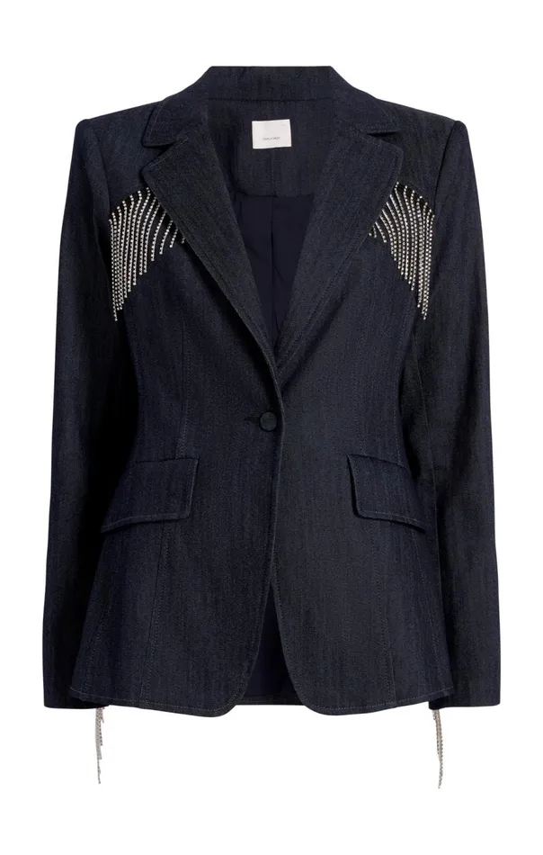 Cinq Sept Rhinestone Sasha Blazer Indigo Women Blazers